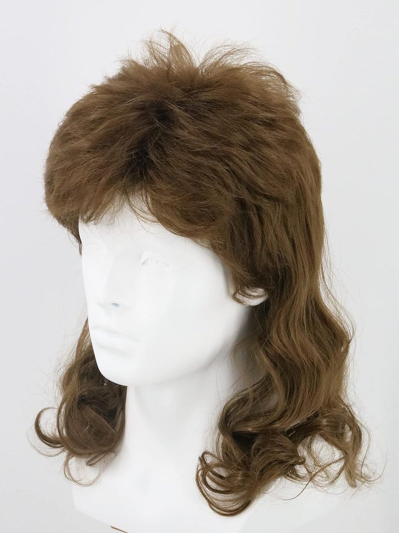 LeMarnia Men's Wigs 70s 80s Rock Wig Brown Wavy Mullet Wigs for Men Halloween Costume Theme Party Wig - Image 2